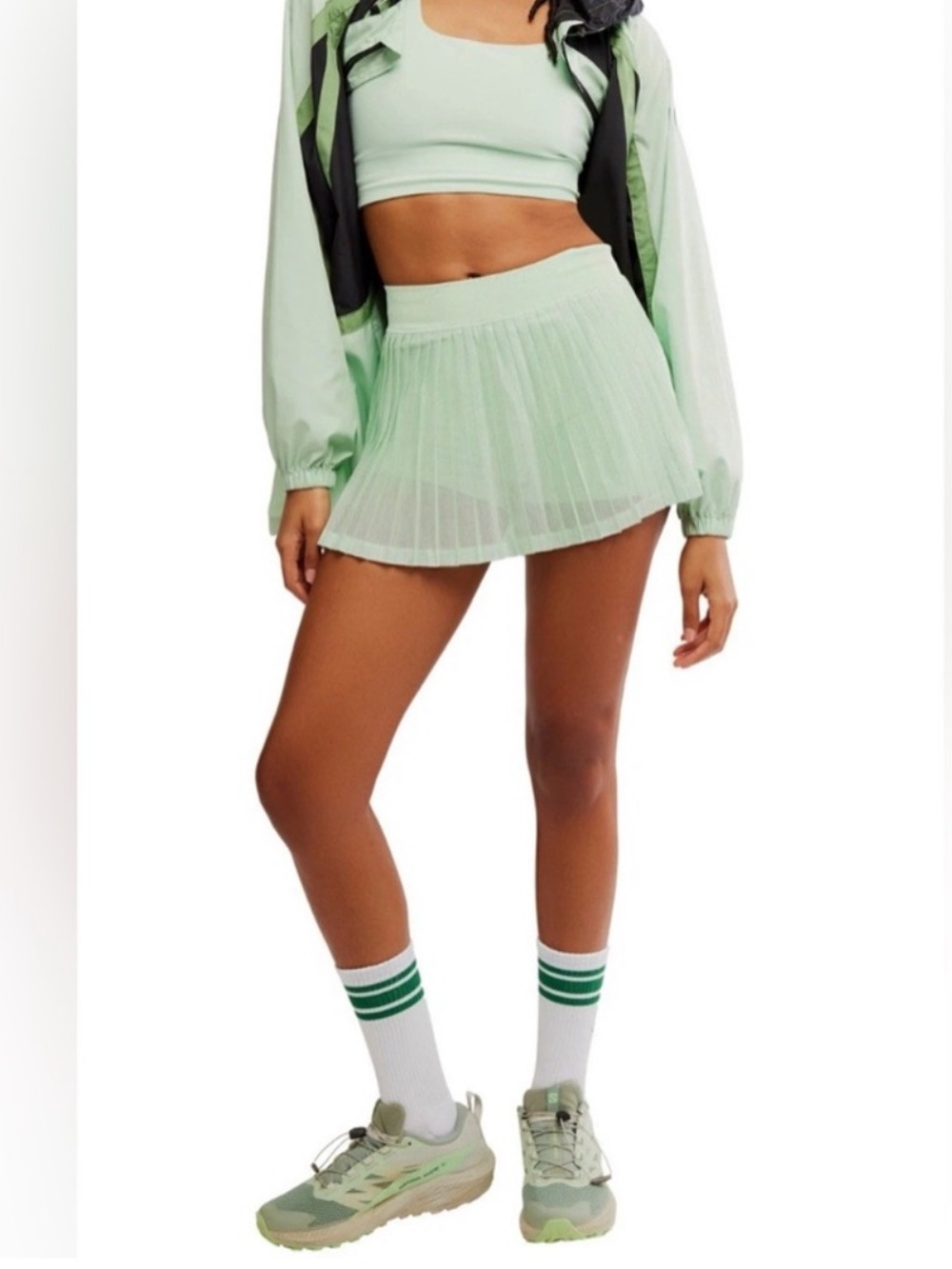 Free People Movement Rally Pleated Skirt (pistachio) - NWOT - Picture 6 of 7